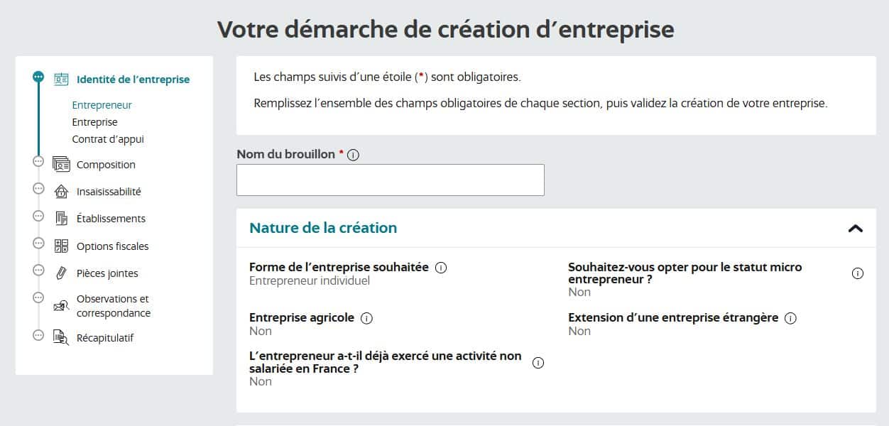 Brouillon démarche INPI