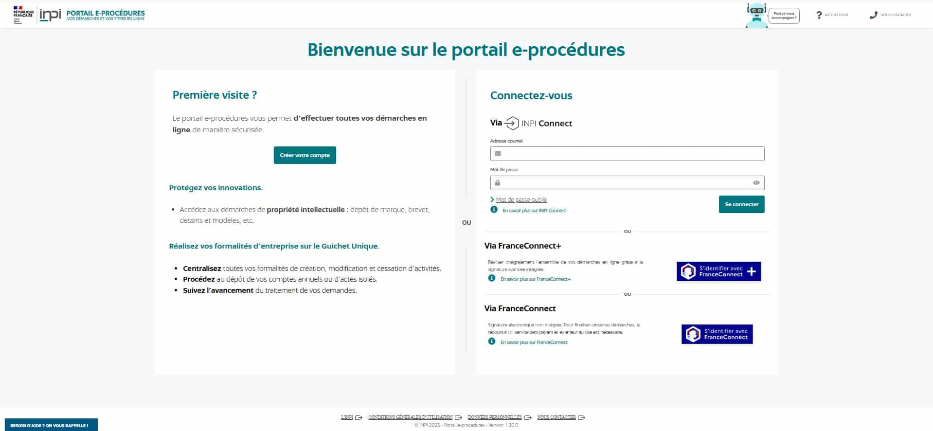 Connexion au guichet unique INPI pour déclaration VDI